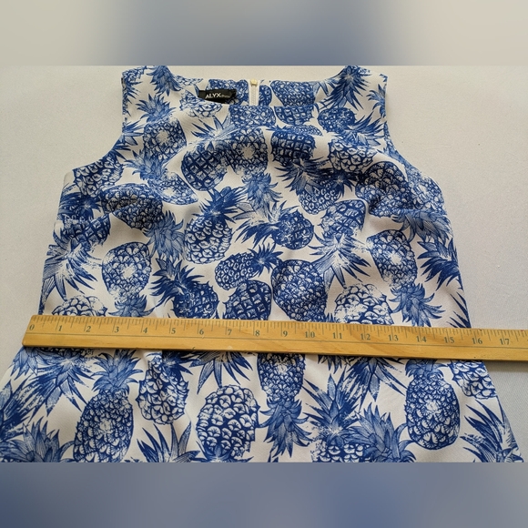 Alyx White Dress with Blue Pineapple Print. Size 6 - Picture 6 of 14